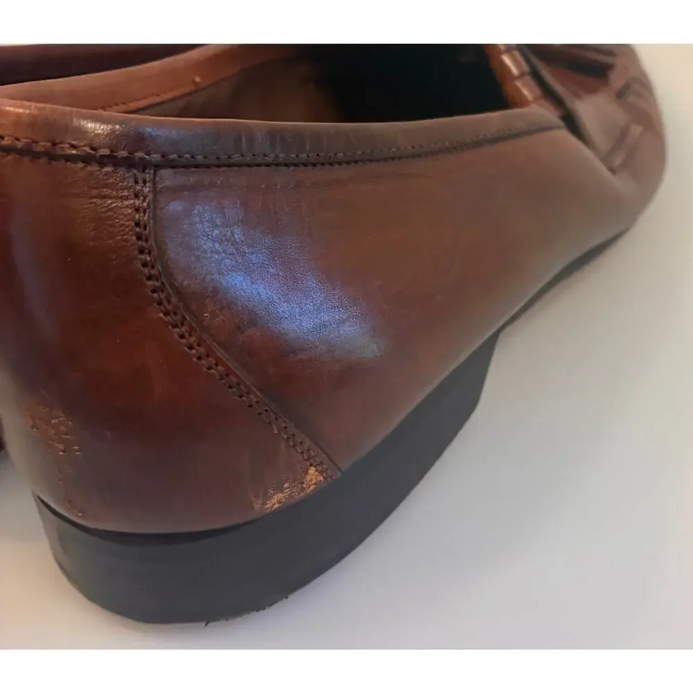 Johnston & Murphy Handcrafted Brown Leather Kiltie Tassel Loafers Men's ~8-8.5